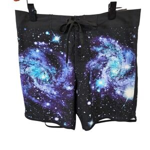 Midnight Hour Hot Topic Galaxy Print Board Shorts Mens Size 34 18in Length /B146